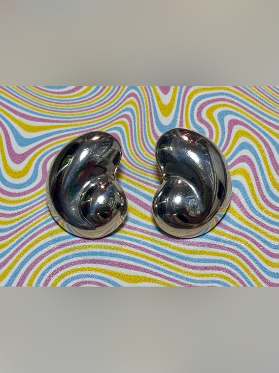 Taxco Jewelry - Vintage Taxco 925 Solid Sterling Silver Abstract Bean Clip-On Earrings